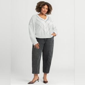 Jessica Simpson Women's Plus Rahmona Studded V-Neck Pullover Top SIZE 3X